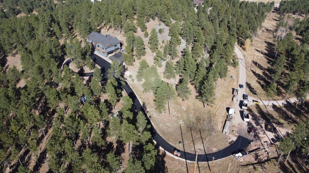 Asphalt-Driveway-pour-in-progress-seen-from-above