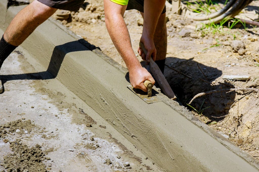 Concrete-Curb-Shaping-during-installation